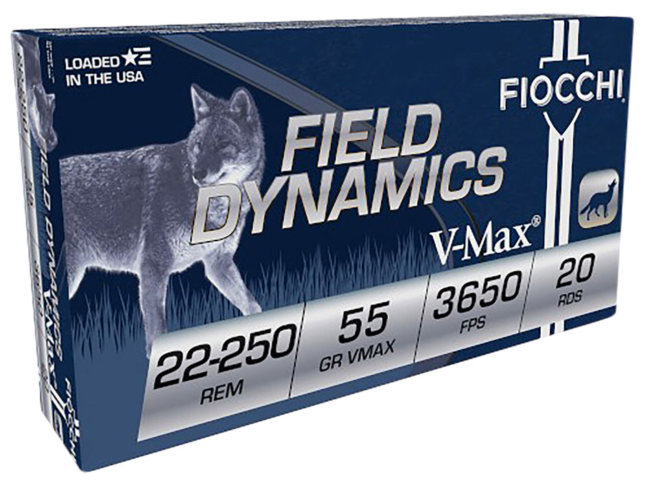 Fiocchi .22-250 Remington 22250HVD Field Dynamics Hornady V-Max 55 Grain
