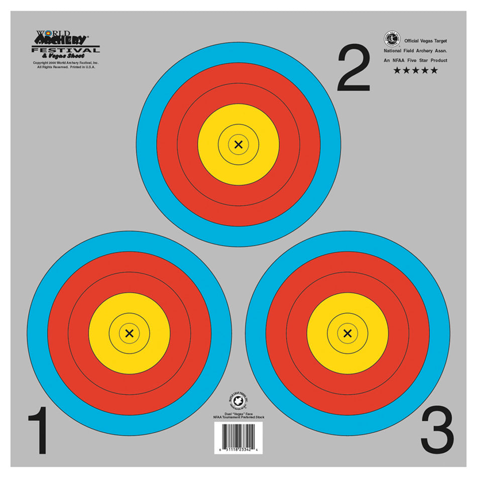 Maple Leaf Official NFAA Vegas Three-Spot Target Face 100 pk.