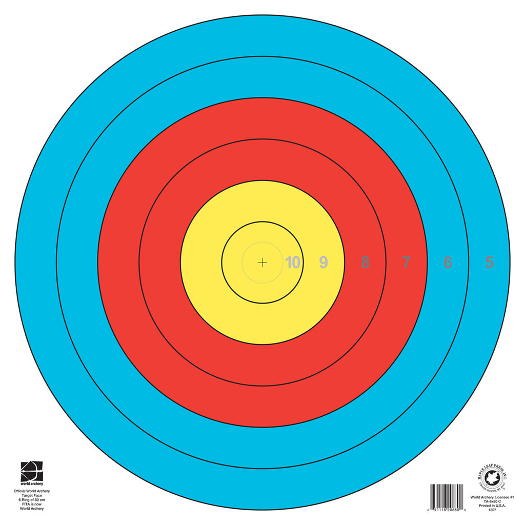 Maple Leaf Official World Archery FITA 6-Ring 80cm Target Face 1 pk.