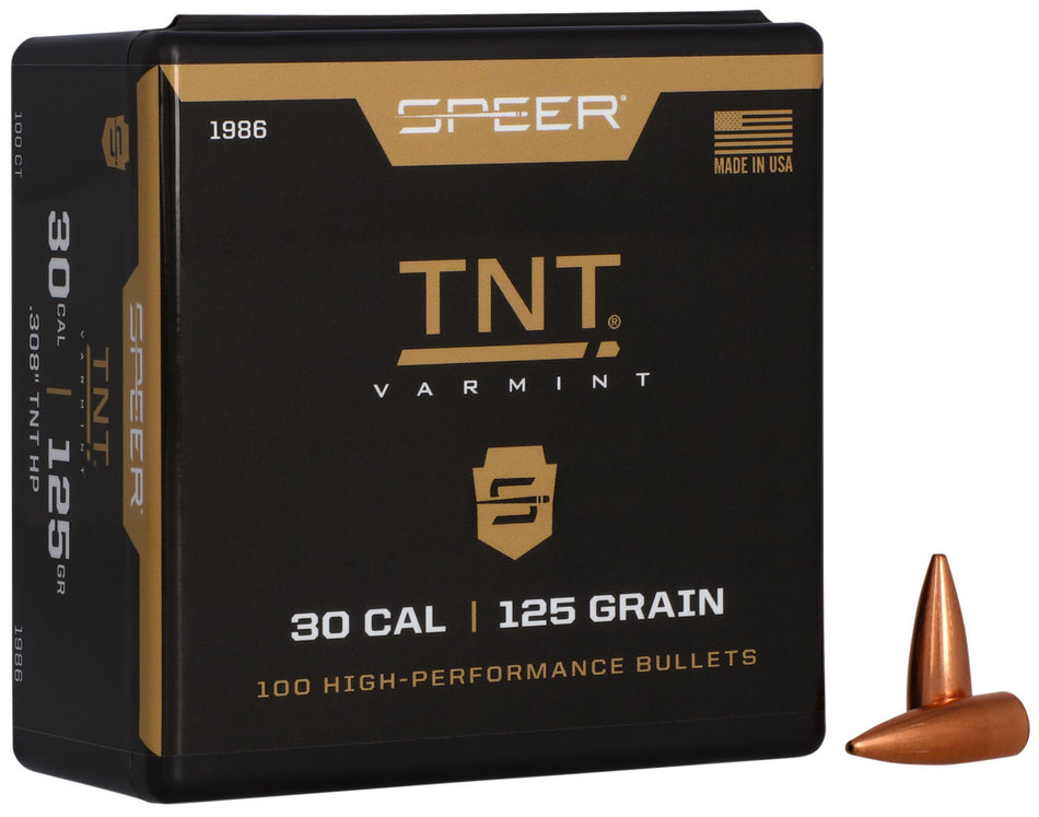Speer 1986 TNT 30 Caliber 125 Grain Hollow Point Bullets Box of 100