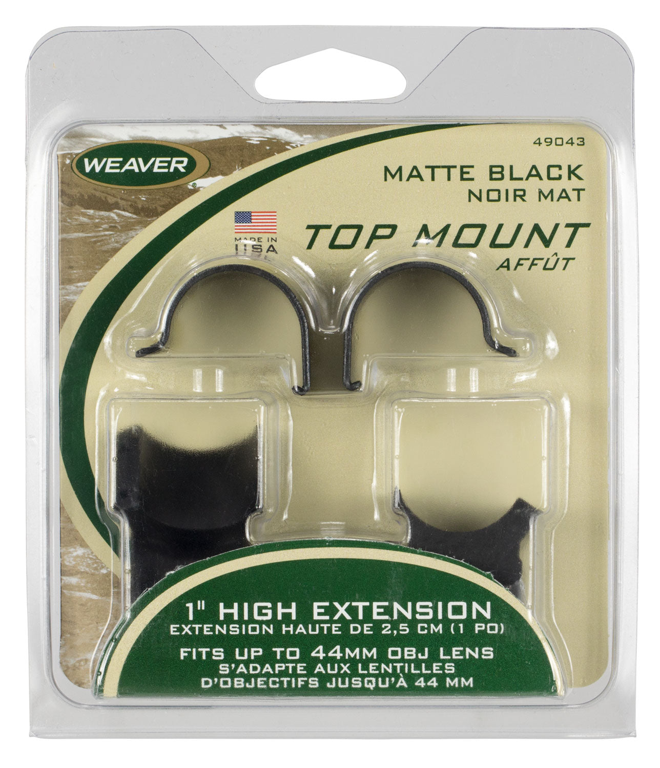Weaver Mounts 49043 QD Extension Top Mount Rings Matte Black 1" Extra High