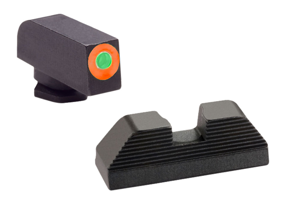 AmeriGlo GL436 Glock Protector Night Sight Set - Green Tritium Front w/ Orange Outline