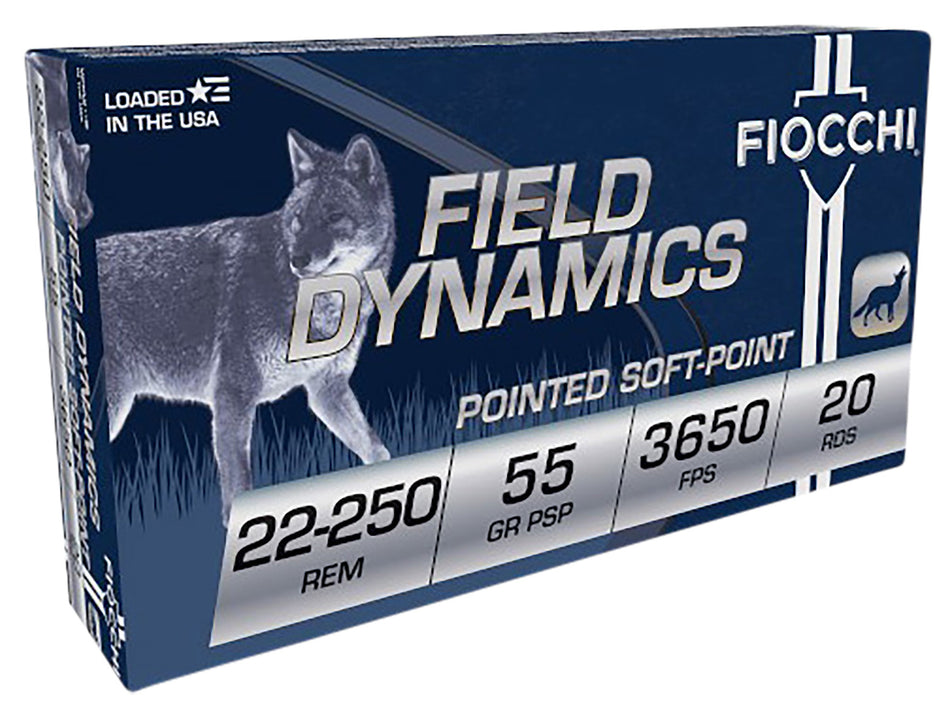 Fiocchi .22-250 Remington 22250B Field Dynamics Pointed Soft Point PSP 55 Grain