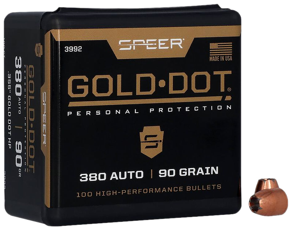 Speer Gold Dot 9mm 90gr .355 HP Component Bullets Box of 100