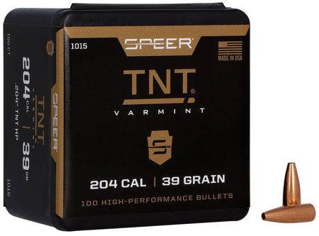 Speer TNT Varmint 204Cal 39gr Jacketed Hollow Point Bullets Box of 100
