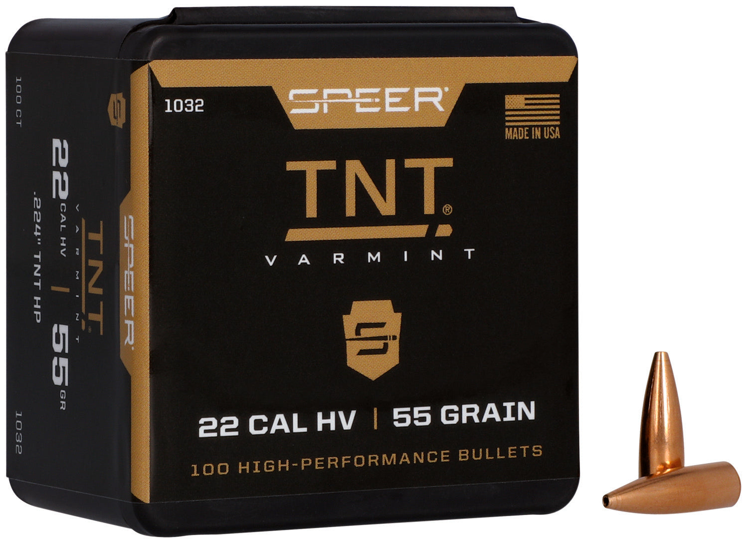 Speer TNT 22Cal 55gr Jacketed Hollow Point Predator Bullets Box of 100