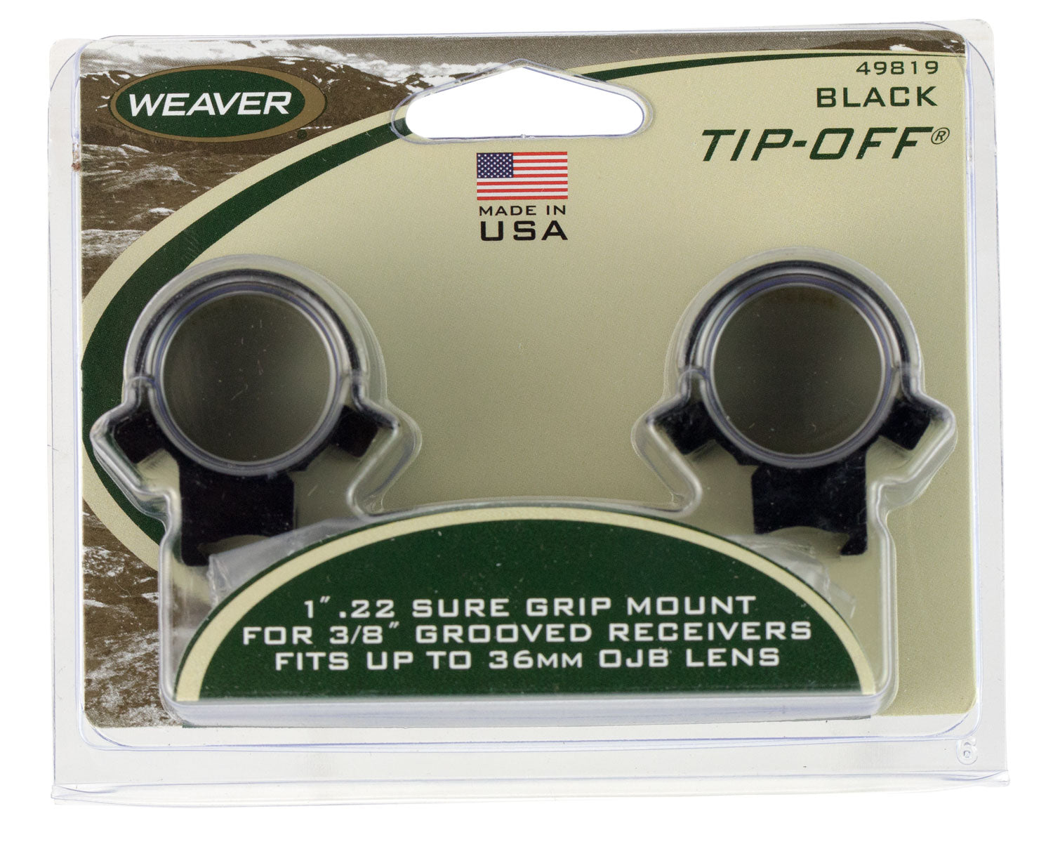 Weaver Mounts 49819 Tip-Off Receiver Rings Black 1 Inch