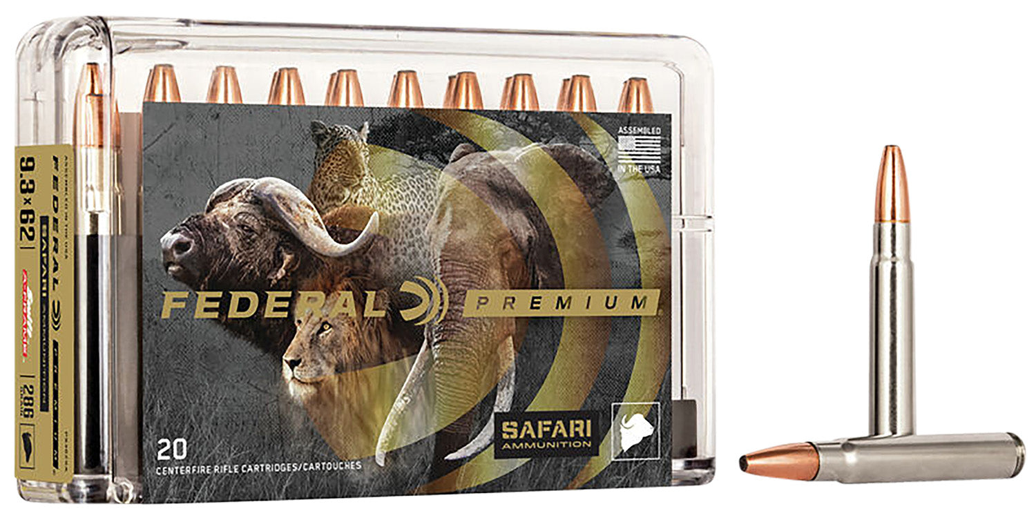Federal 9.3x62mm Mauser P9362SA Premium Safari Cape-Shok Swift A Frame 286 Grain
