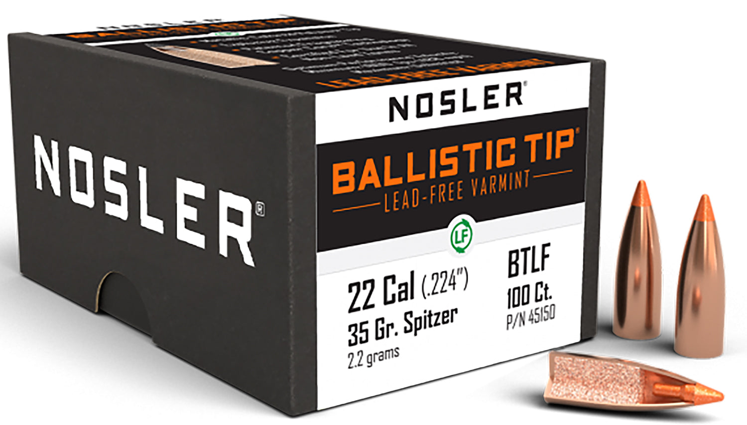 Nosler BTLF .22 Caliber 35 Grain Flat Base Non-Lead Varmint Bullets 100/Box