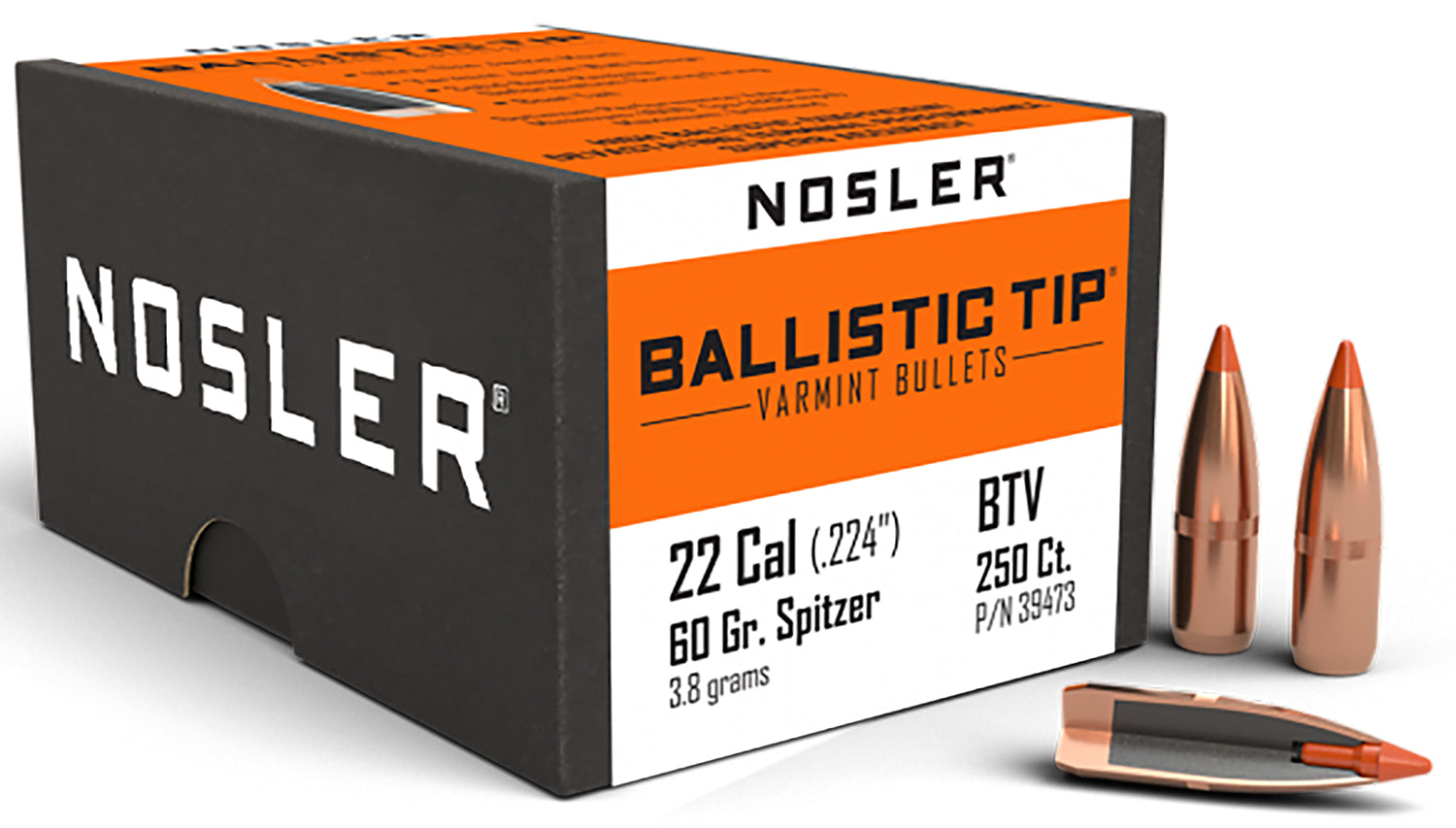 Nosler Ballistic Tip .22 Caliber 60 Grain Varmint Bulk Pack Bullets 250/Box