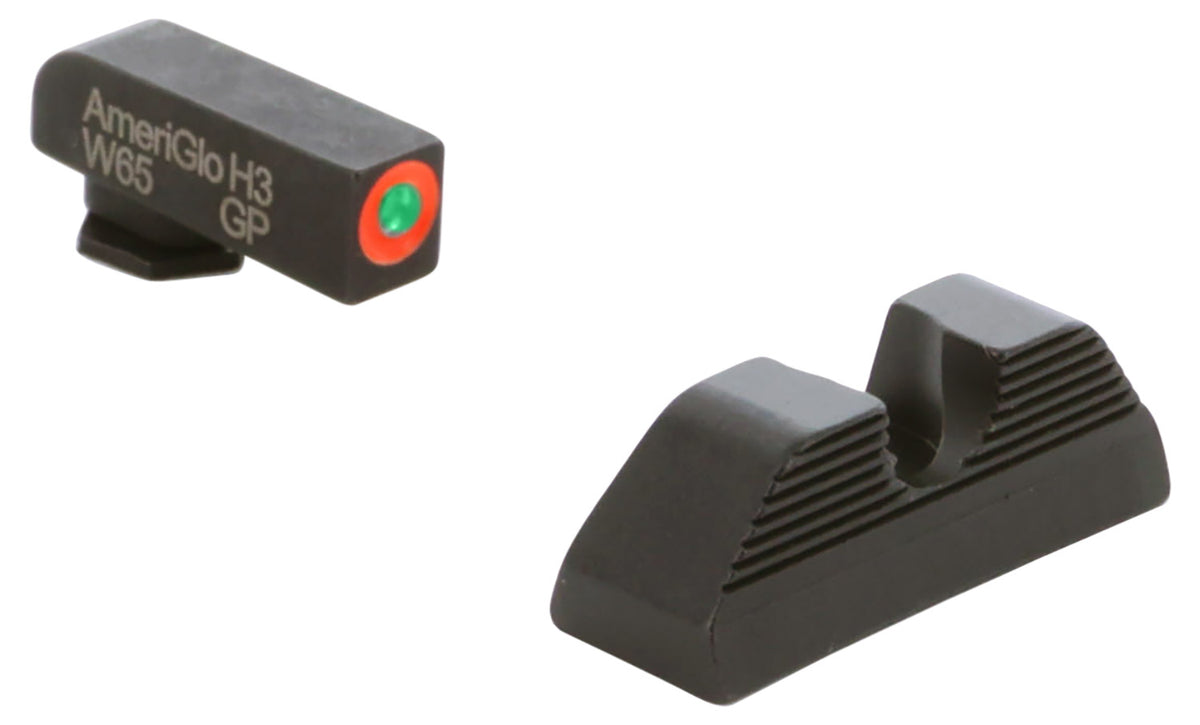 AmeriGlo GL351 Glock Protector Night Sight Set - Green Tritium Front w/ Orange Outline