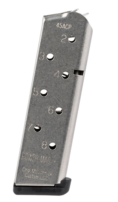CMC Products Power Mag Plus 8-Round .45 ACP 1911 Government Stainless Steel Magazine with Black Base Pad