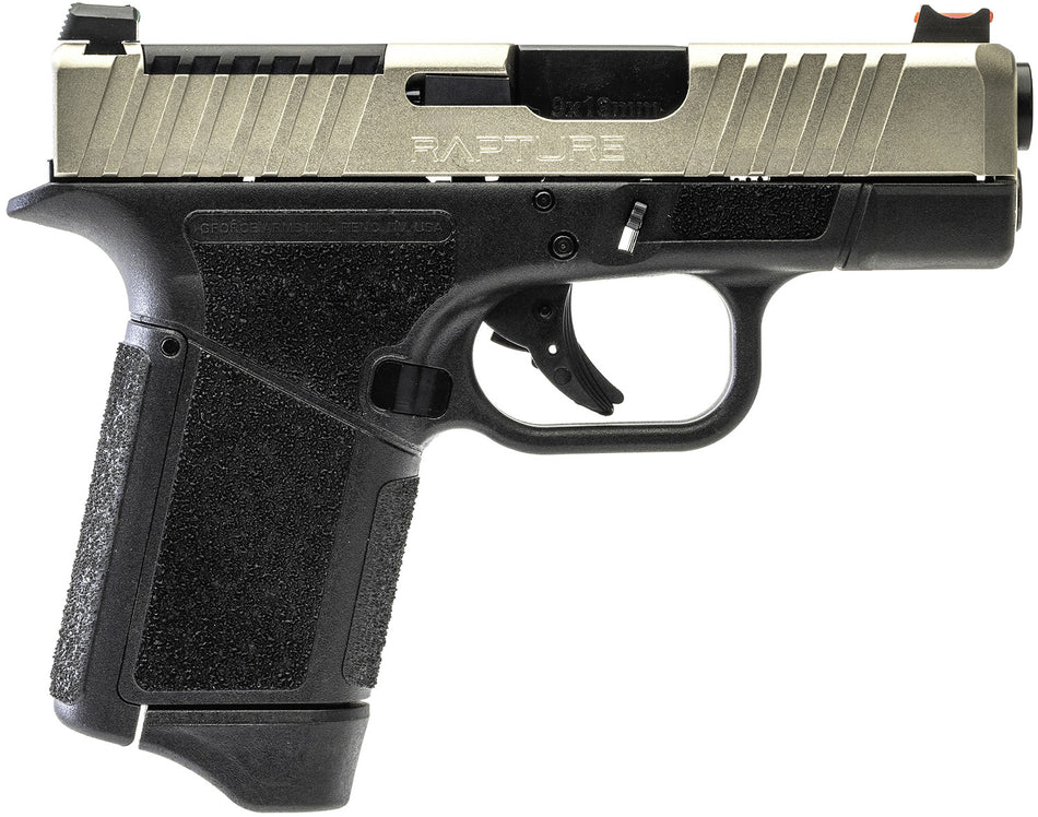 GForce Arms GF932512GN Rapture 9mm Sub-Compact Pistol, Gray Frame, Nickel Slide, 12+1