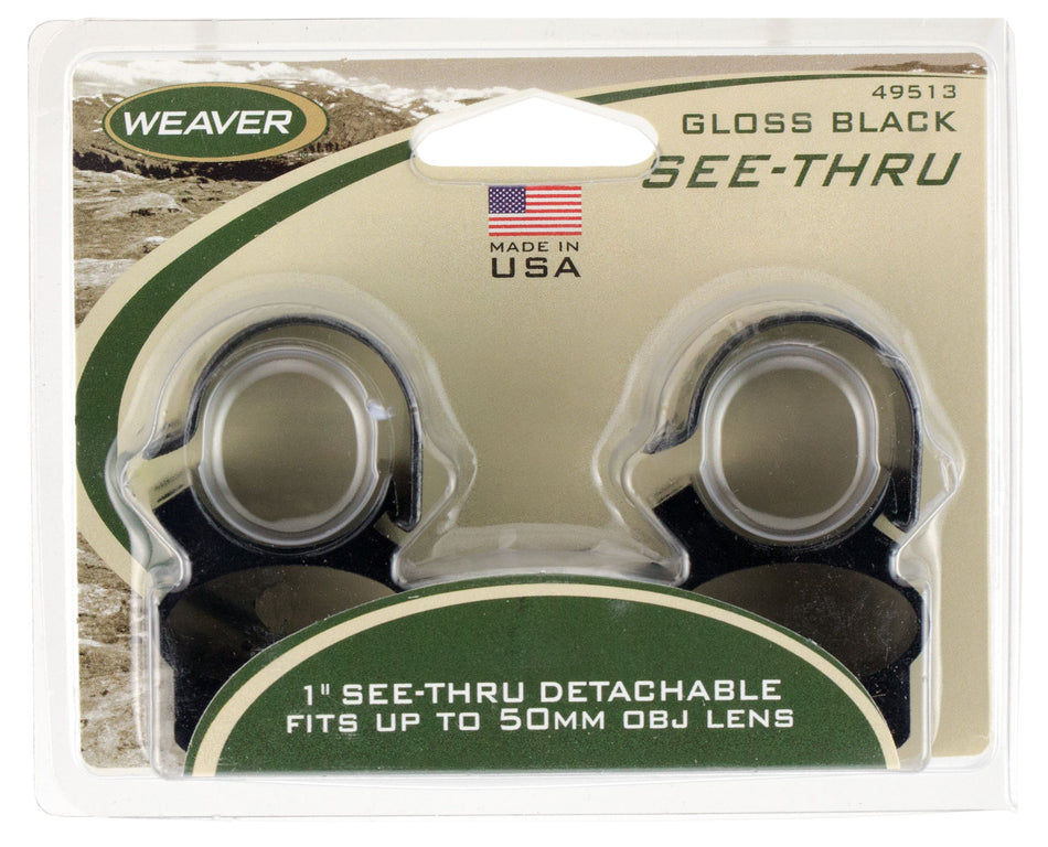 Weaver 49513 1-Inch Black Gloss See-Thru Detachable Scope Rings