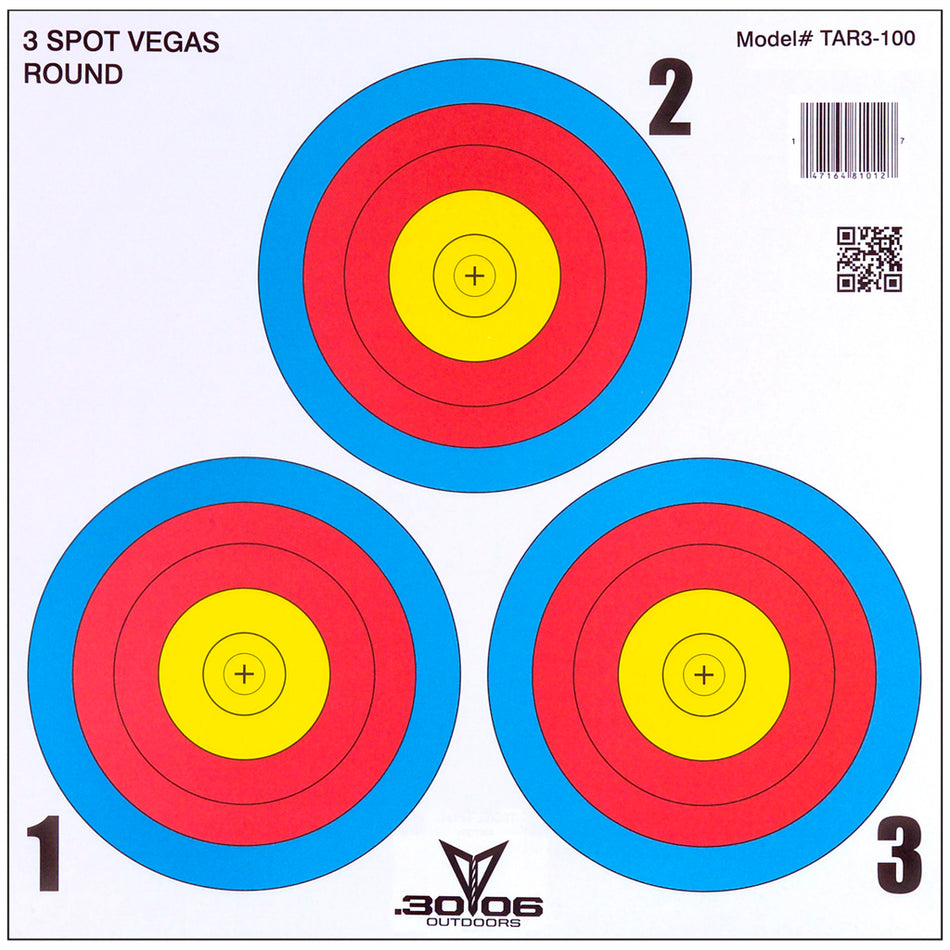 30-06 Vegas 3 Spot Paper Archery Targets 100 pk.