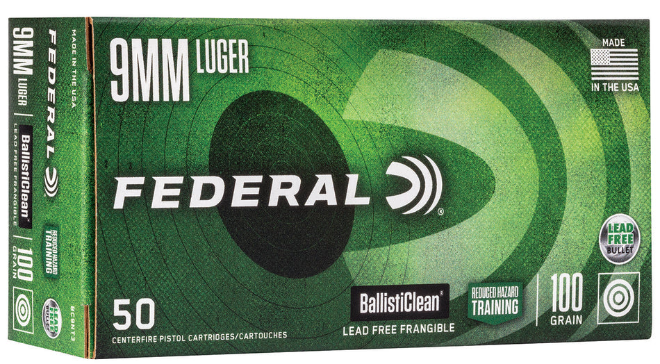 Federal 9mm Luger/Parabellum BC9NT3 BallistiClean Reduced Hazard Training Lead-Free Frangible 100 Grain