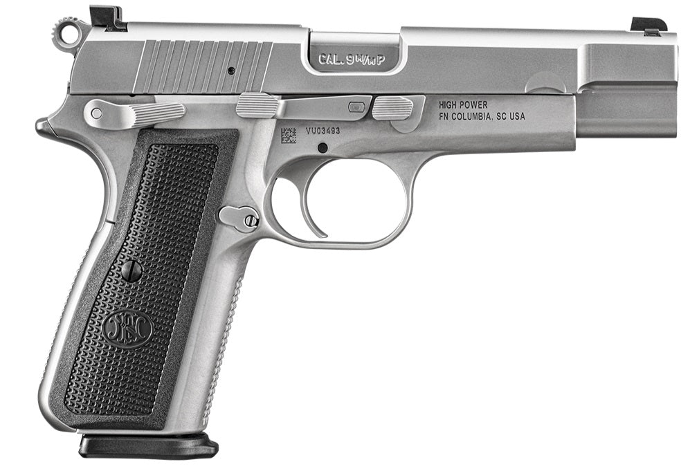 FN High Power 9mm Luger Pistol, Stainless Slide & Matte Frame, 4.70" Barrel, 10+1