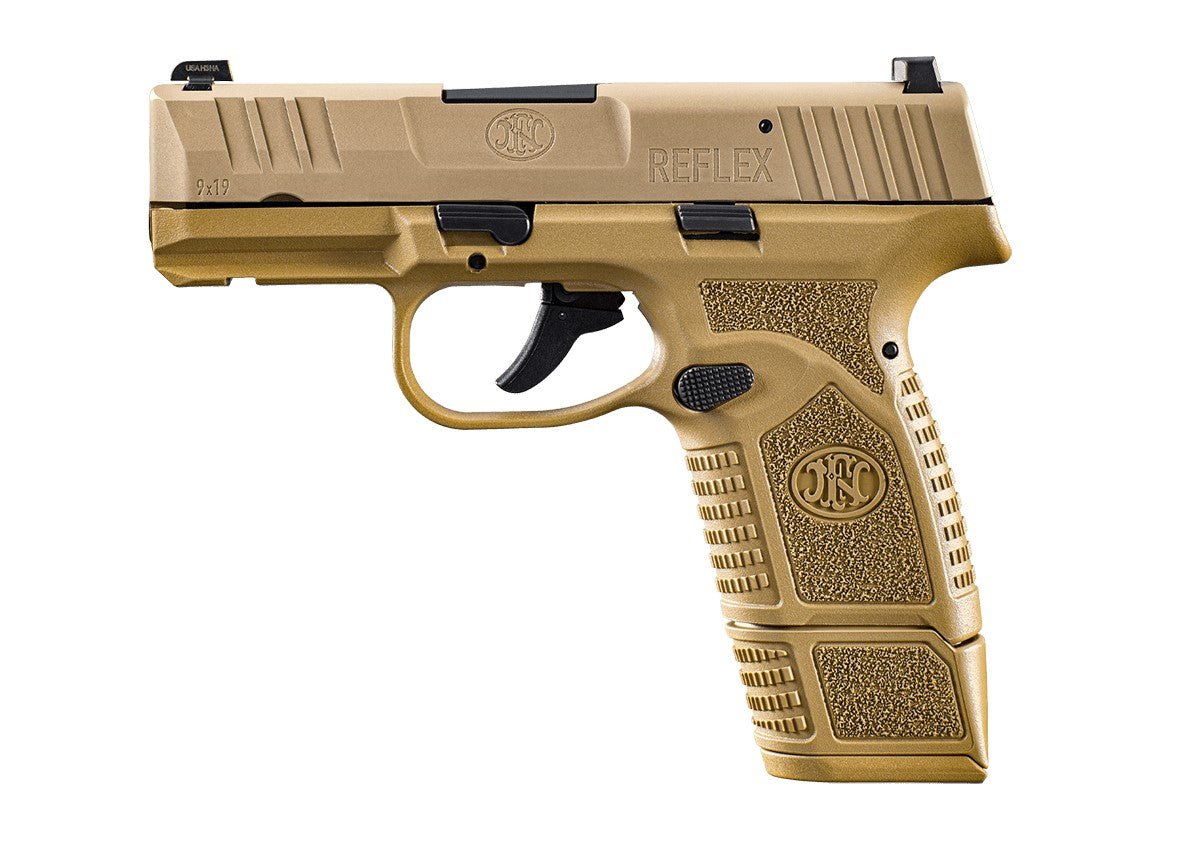 FN Reflex Micro-Compact 9mm Pistol, 15+1/11+1, Flat Dark Earth PVD Slide