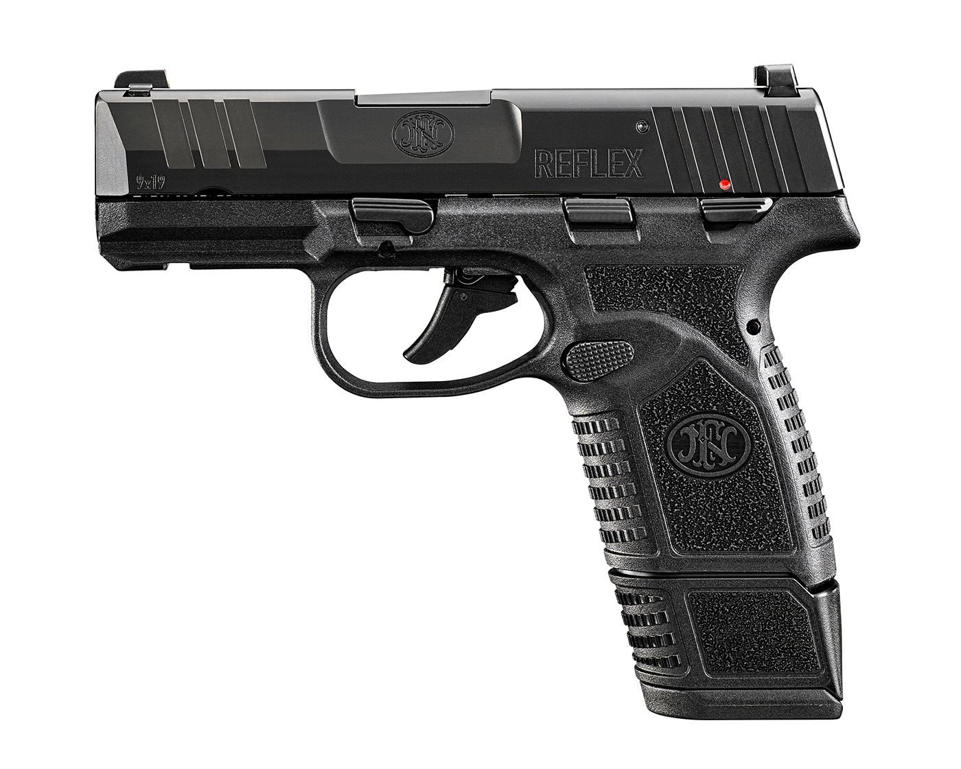 FN 66101416 Reflex 9mm Luger 15+1 11+1 3.30" Micro-Compact Frame Black PVD Serrated Steel Slide w/Picatinny Rail Stippled Grip Ambidextrous