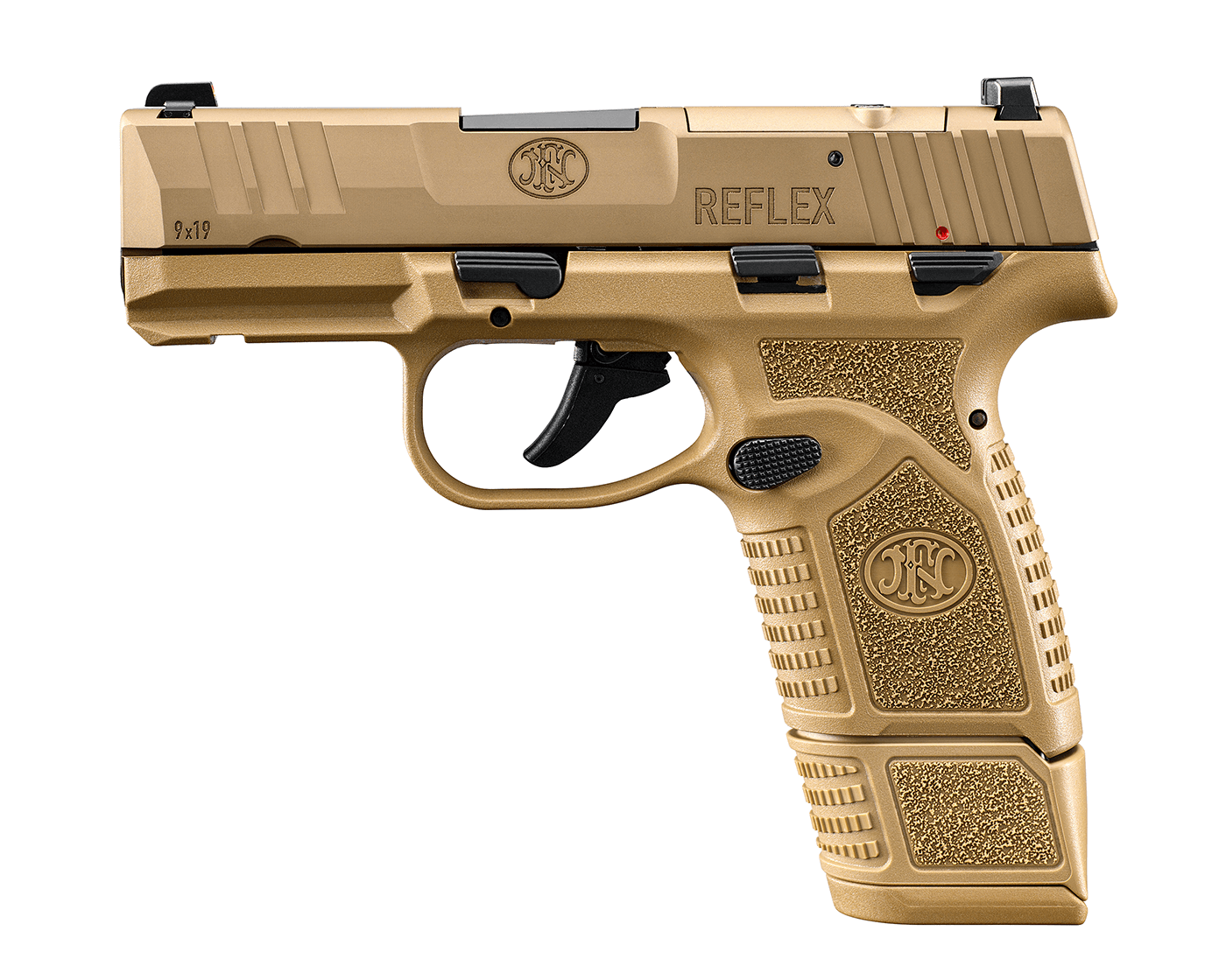 FN 66101419 Reflex MRD 9mm Luger 15+1 11+1 3.30" Micro-Compact Frame Flat Dark Earth PVD Optic Ready/Serrated Steel Slide w/Picatinny Rail Stippled Grip Ambidextrous