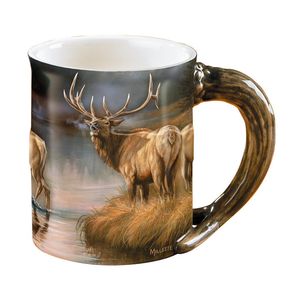 Wild Wings Autumn Mist Elk Sculpted Coffee Mug 16 oz.