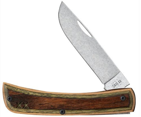 Case Crossroads Brown Green Lam Sod Buster Jr Pocket Knife