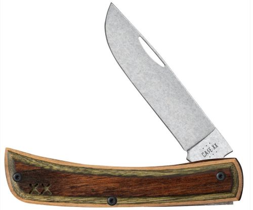 Case Crossroads Brown Green Lam Sod Buster Jr Pocket Knife