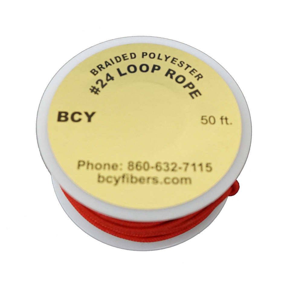BCY 24 Braided Polyester D-Loop Material Red 50 ft.