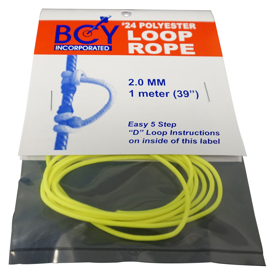 BCY 24 Braided Polyester D-Loop Material Neon Yellow 1m