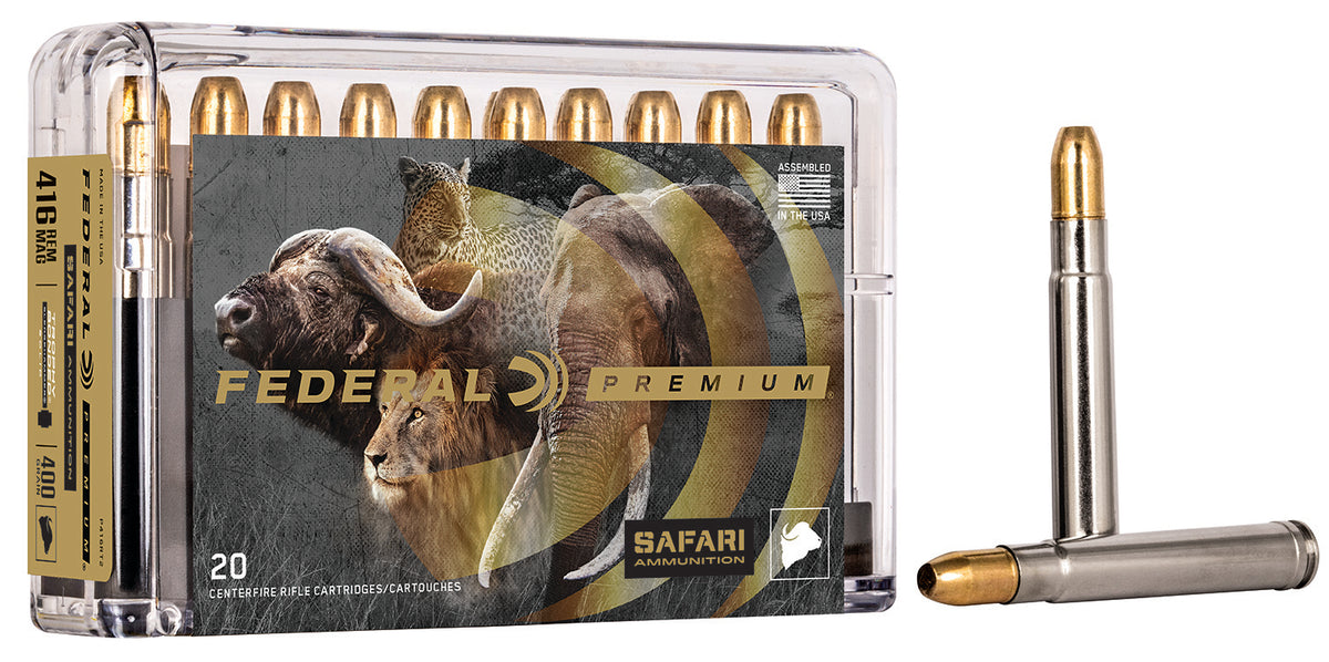 Federal .416 Remington Mag P416RT2 Premium Safari Cape-Shok Trophy Bonded Sledgehammer Solid 400 Grain