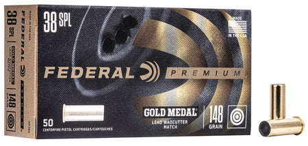 Federal .38 Special GM38A Premium Gold Medal Lead Wadcutter 148 Grain