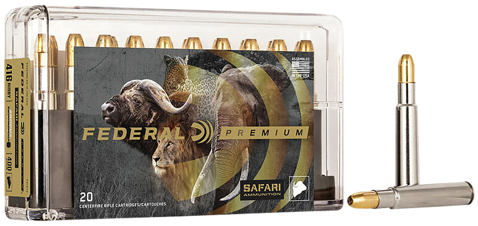 Federal .416 Rigby P416T2 Premium Safari Cape-Shok Trophy Bonded Sledgehammer Solid 400 Grain