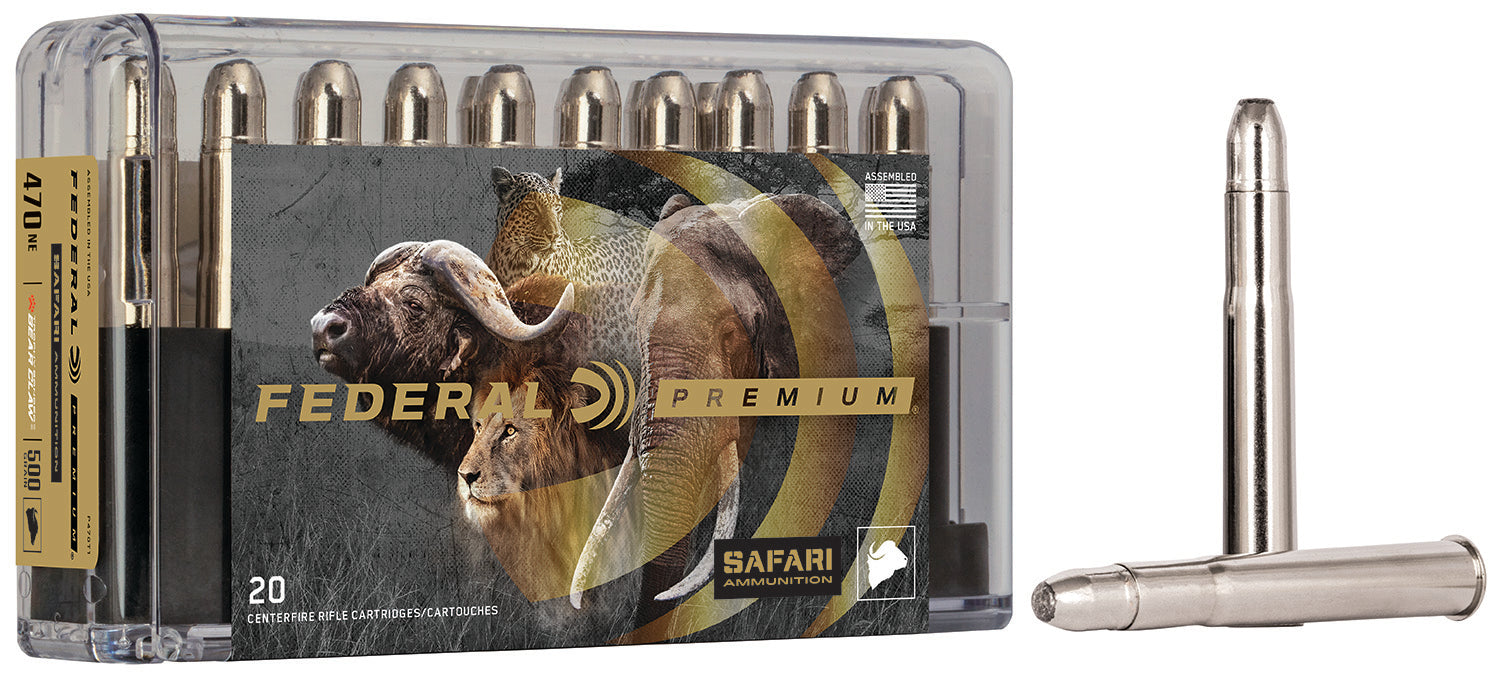 Federal .470 Nitro Express P470T1 Premium Safari Cape-Shok Trophy Bonded Bear Claw 500 Grain