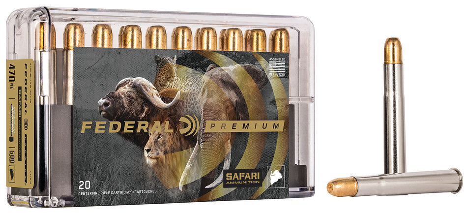 Federal .470 Nitro Express P470T2 Premium Safari Cape-Shok Trophy Bonded Sledgehammer Solid 500 Grain