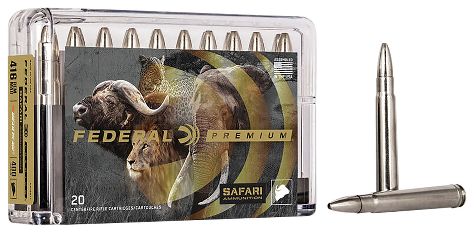 Federal .416 Remington Mag P416RT1 Premium Safari Cape-Shok Trophy Bonded Bear Claw 400 Grain