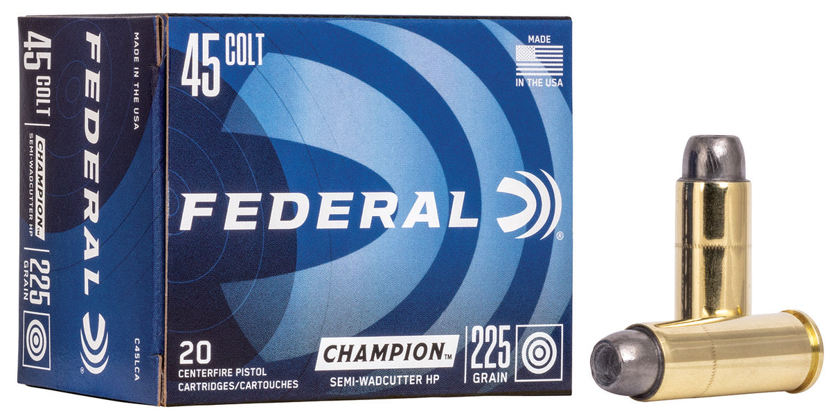 Federal .45 Long Colt C45LCA Champion Training Semi Wadcutter Hollow Point 225 Grain