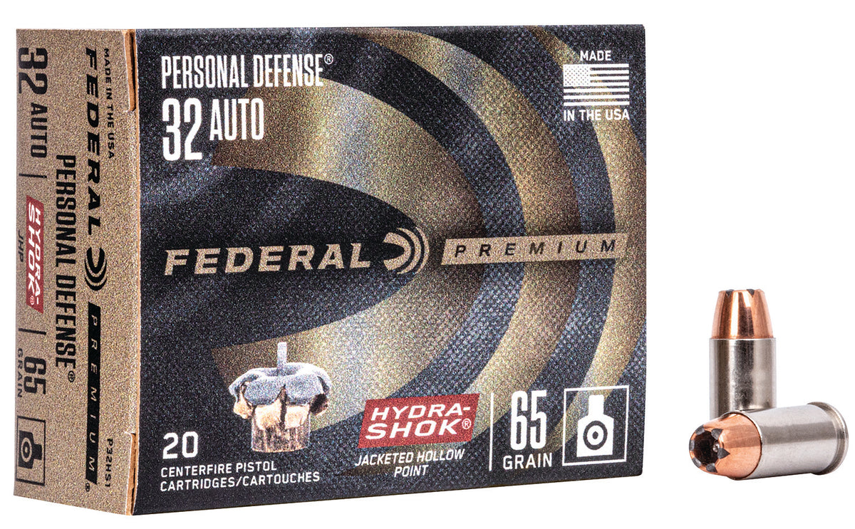 Federal .32 ACP P32HS1 Premium Personal Defense Hydra-Shok Jacketed Hollow Point 65 Grain