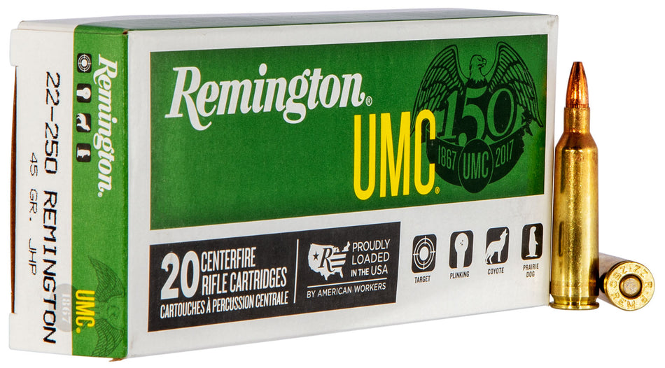 Remington .22-250 Remington 23750 UMC Jacketed Hollow Point JHP 45 Grain