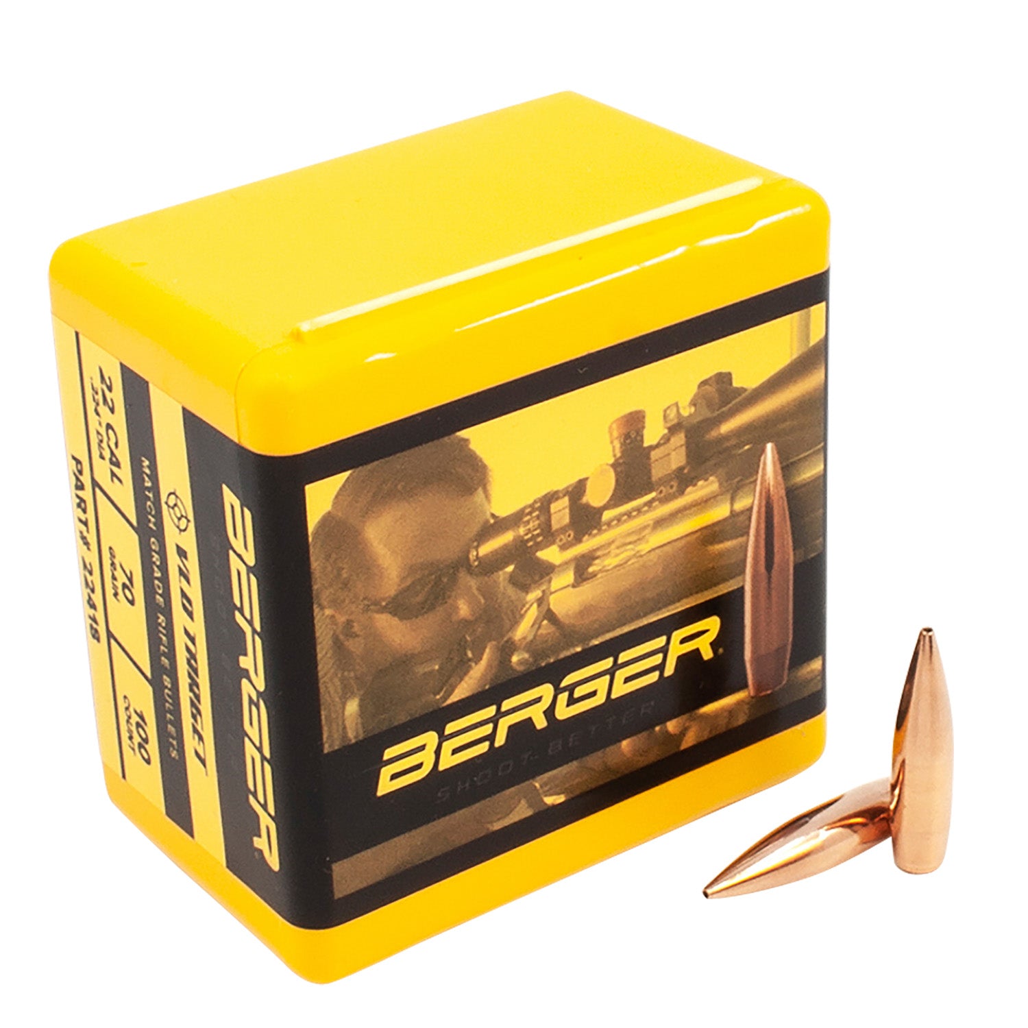 Berger VLD Target 22 Cal 70 Grain Long Range Precision Reloading Bullets Box of 100