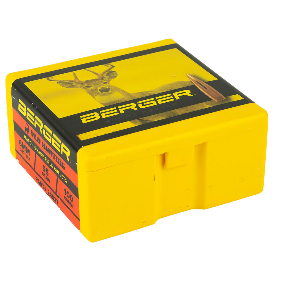 Berger VLD Hunting 6mm 95 Grain Long Range Precision Reloading Bullets Box of 100