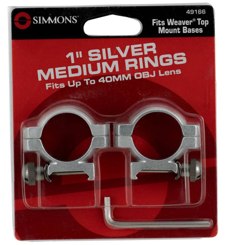 Simmons Weaver 1" Medium Silver Scope Ring Set