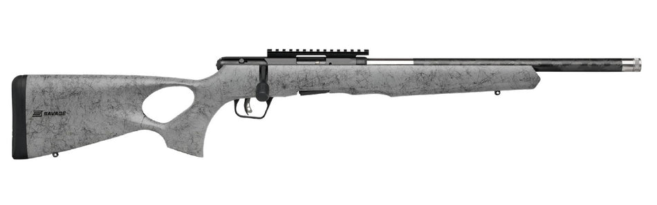 Savage Arms 70218 B Series TimberLite 22 LR Rifle, Carbon Fiber Barrel, Gray Thumbhole Stock