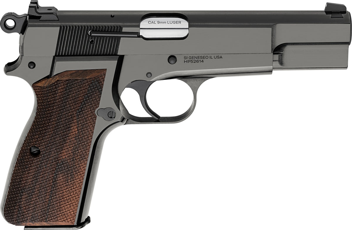 Springfield Armory SA-35 9mm Luger 15+1 4.70" Stainless Barrel, Polished Blue Cerakote Carbon Steel Serrated Slide & Frame, Checkered Walnut Grip