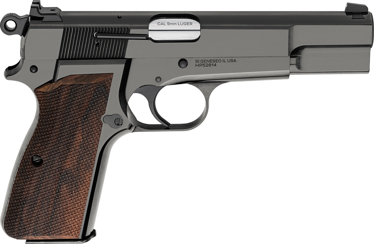 Springfield Armory SA-35 9mm Luger 15+1 4.70" Stainless Barrel, Polished Blue Cerakote Carbon Steel Serrated Slide & Frame, Checkered Walnut Grip