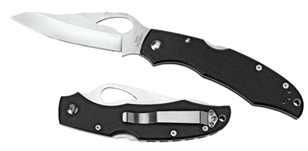 Spyderco Byrd Cara Cara 2 Lightweight BY03PSBK2 3.75" Part Serrated Drop Point 8Cr13MoV Stainless Blade Black FRN Handle