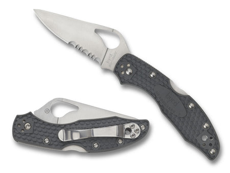 Spyderco Byrd Meadowlark 2 Lightweight BY04PSBK2 2.87" Part Serrated Drop Point 8Cr13MoV Stainless Blade Black FRN Handle