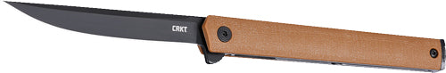 CRKT CEO Flipper Knife 3.3 Inch Plain Edge Desert Tan Black AUS8 Steel