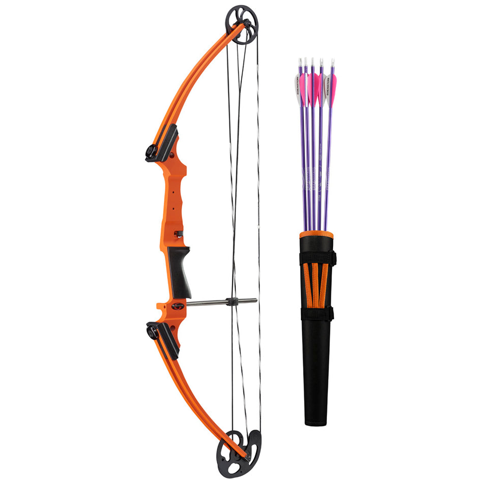 Genesis Orange RH Bow Set with Quiver Arm Guard and Arrows