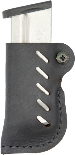 VersaCarry Black Leather Single Stack Mag Holder with FlexVent