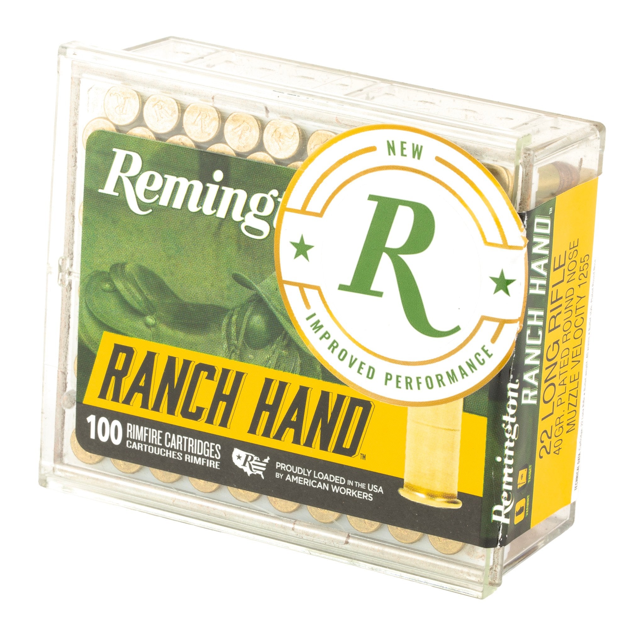 Remington .22 Long Rifle Rimefire Ammo Ranch Hand Plated Lead Round Nose Solid 42 grain 